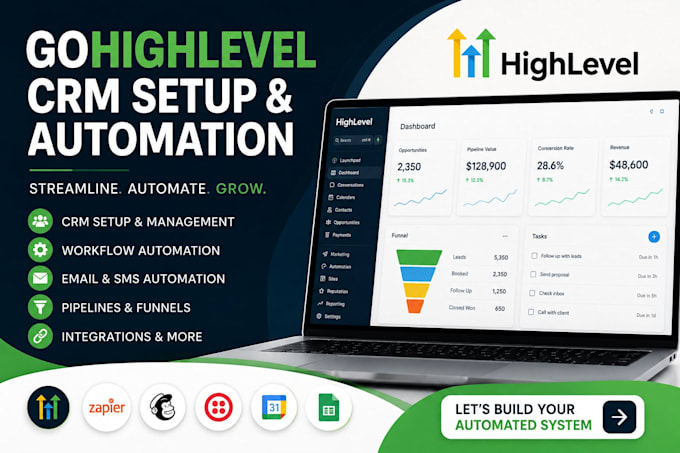 setup and automate gohighlevel CRM workflows funnel and business workflow