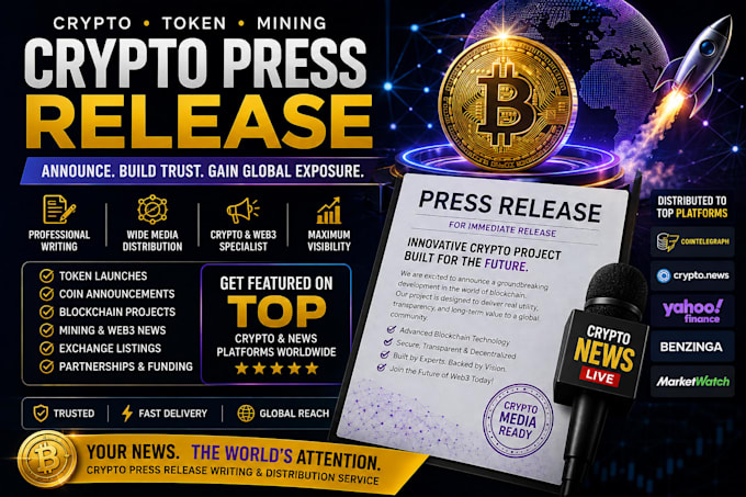 distribute and write a crypto, blockchain, token and web3 press release