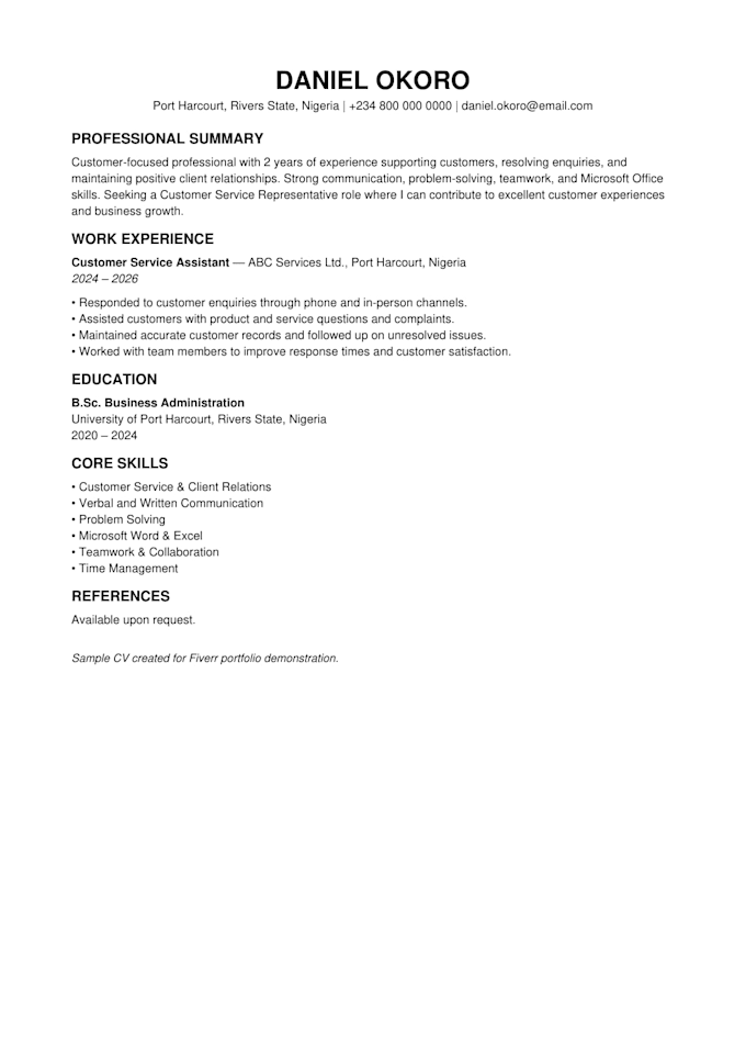 create a professional CV resume for job seekersi
