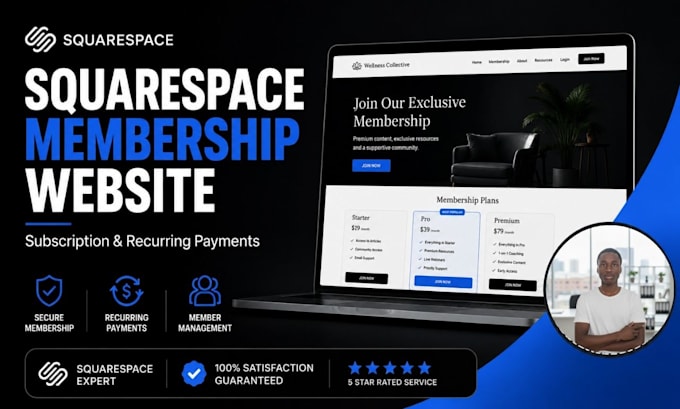 design squarespace membership and subscription website build squarespace website