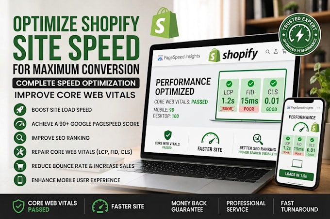 optimize shopify site speed, page load time and core web vitals