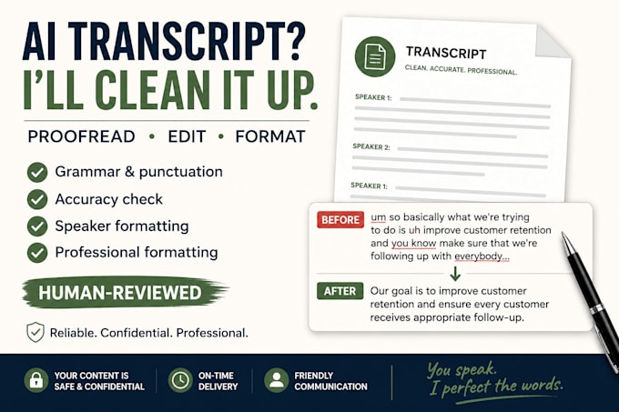 manually proofread edit and clean up your ai transcript