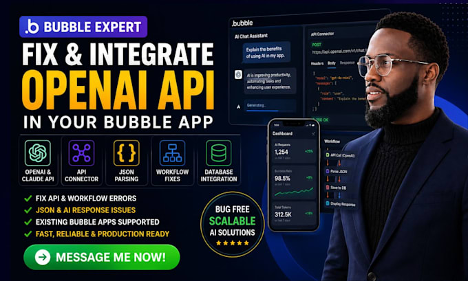 fix bubble app openai API integration, json parsing, ai and workflow errors