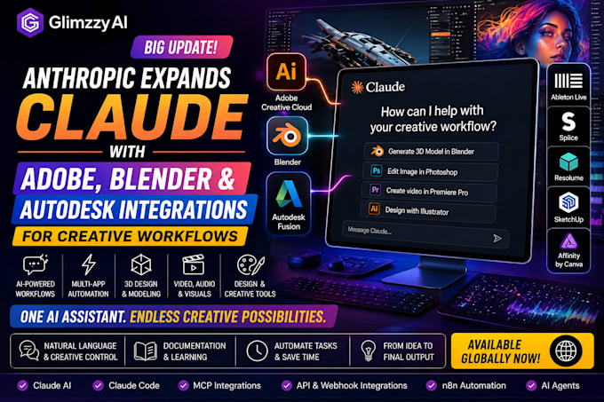 create claude ai creative workflows with adobe blender and autodesk claude coded
