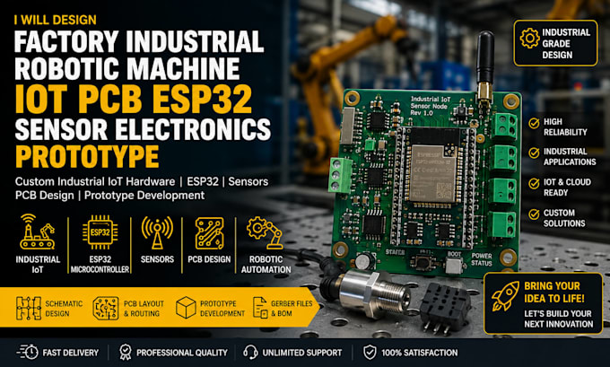 factory industrial robotic machine iot pcb esp32 sensor electronic prototype