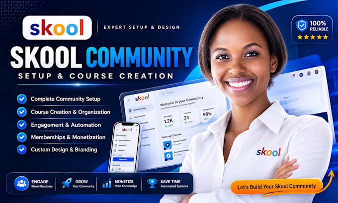 setup skool community, course creation and skool manager
