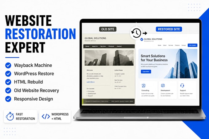 restore your website from wayback machine to wordpress or html