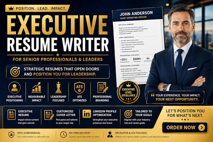 write an ats executive resume CV for senior professionals