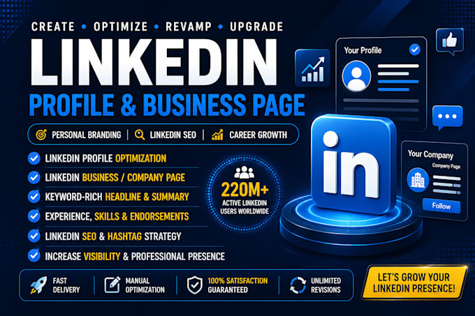 create and optimize linkedin profile or business page fully SEO