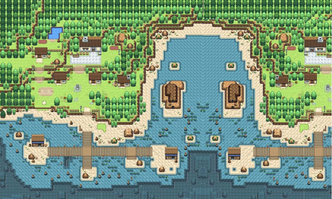 create pokemon tileset, pixel map, rpg maker mv, gen3, overworld asset, rom hack