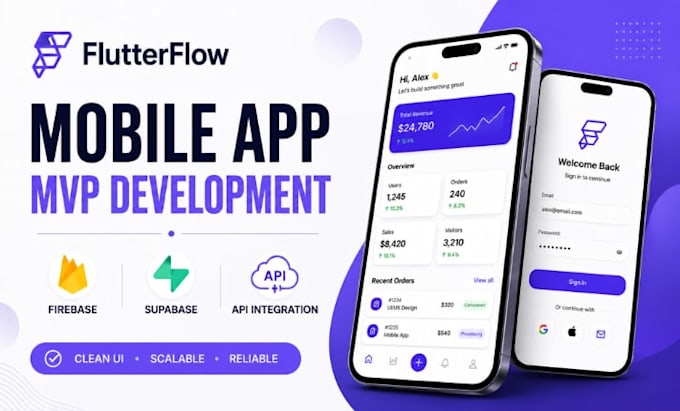 develop flutterflow mobile app, figma UI, API integration firebase and supabase