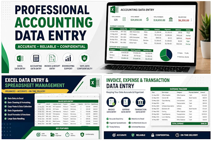 do accounting data entry, excel and accounts reconciliation