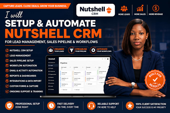 setup and automate nutshell CRM for lead management sales pipeline and workflows