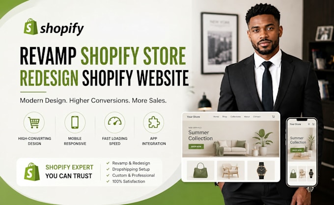 revamp shopify store, redesign shopify website, dropshipping store design