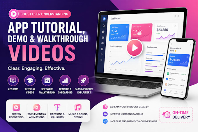 create app tutorial, software demo, product walkthrough and training videos