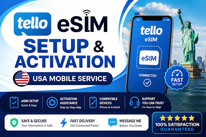 setup and activate tello esim for USA mobile service