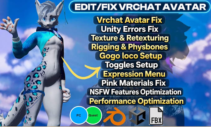 upload edit retexture 3d vrchat avatar vrc character fix unity errors, toggles