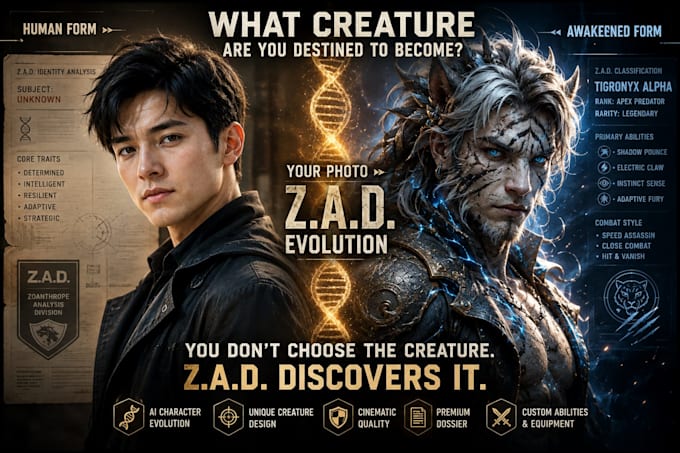 transform your photo into a unique cinematic creature character