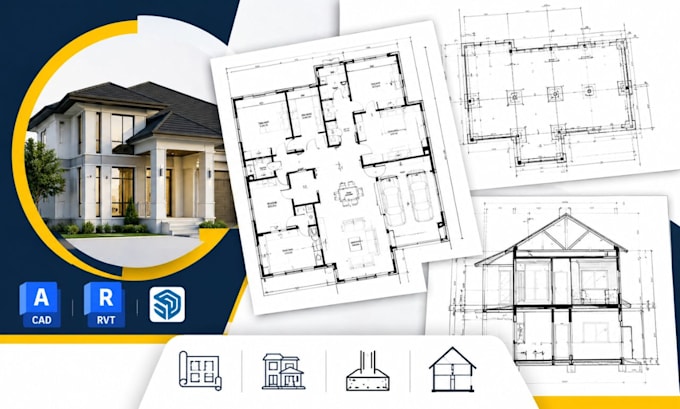 draw foundation plans, residential construction drawings, layouts