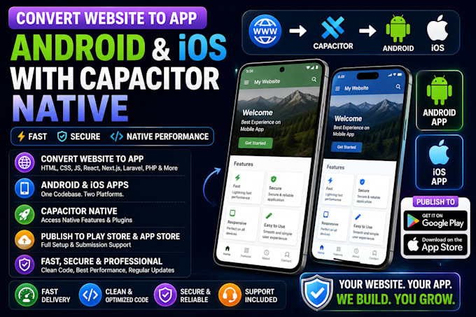 convert website to app android and ios publish play store capacitor native