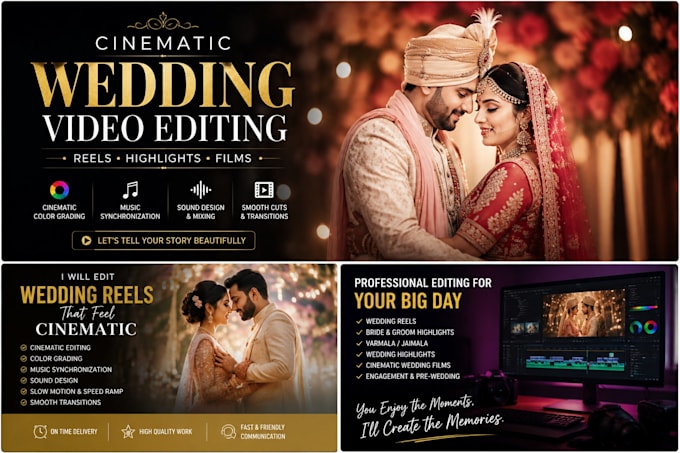 edit cinematic wedding videos and reels