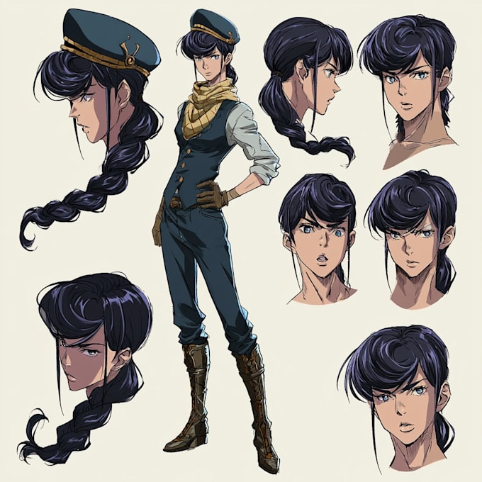 draw anime character or reference sheet for your character