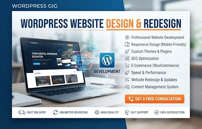 design, redesign wordpress website or website development
