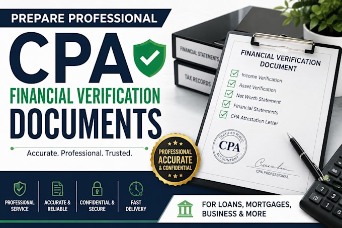 prepare professional CPA financial verification documents