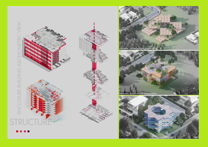 do architecture diagrams, concepts and detailed 3d rendering