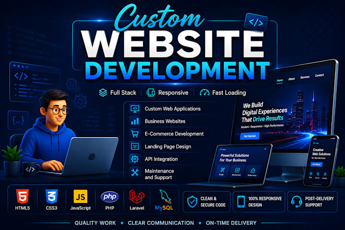 develop a custom PHP laravel website for your business