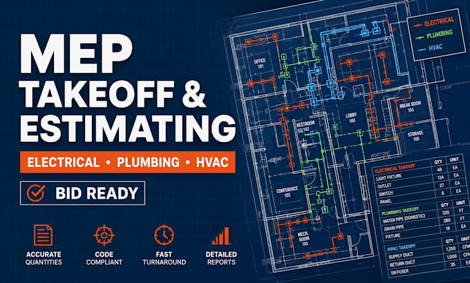 do mep takeoff and construction estimation for electrical, plumbing, and hvac