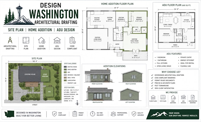design washington architectural drafting site plan home addition adu design