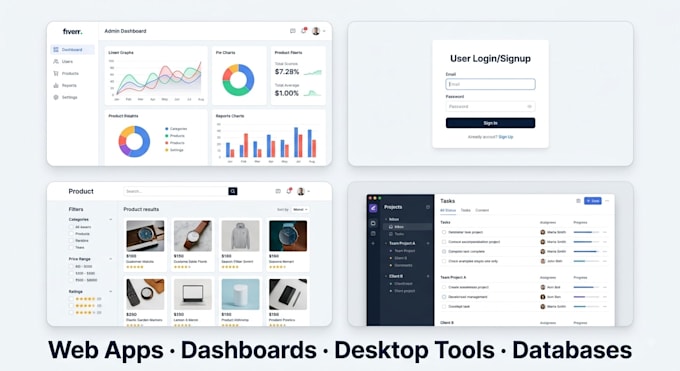 build a custom website, web app, or desktop application