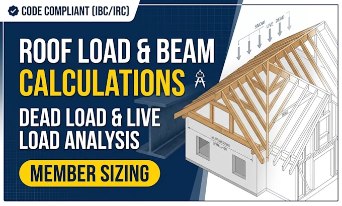do roof load analysis dead load live load structural calculations member sizing