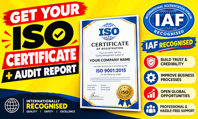 provide iso certification, documentation iso 9001, 27001 etc