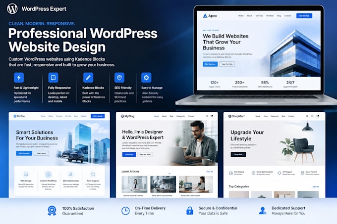 design or redesign a wordpress website with kadence