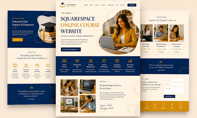 design squarespace online course website education website academy website