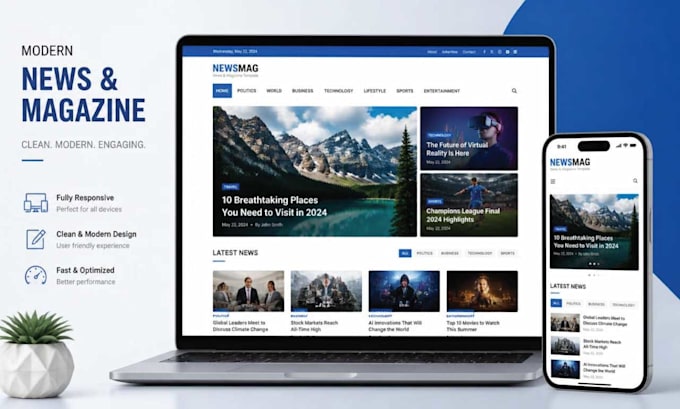 create a blog, news and magazine wordpress website