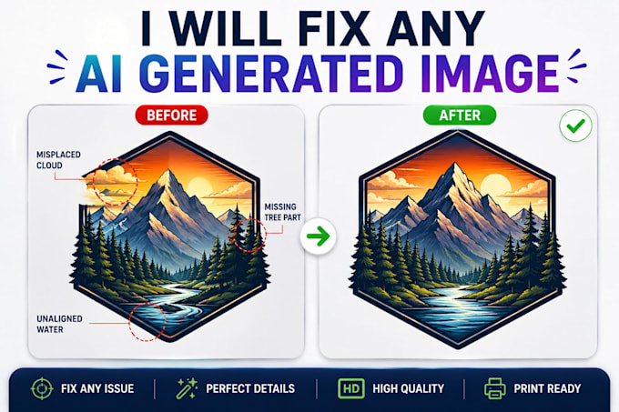 fix, upscale and vectorize your ai image, print ready