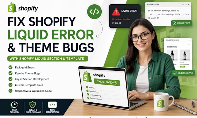 fix shopify liquid error and theme bugs with shopify liquid section and template