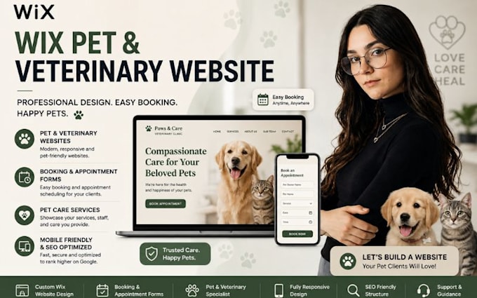 build wix pet and veterinary website  with booking and appointment forms