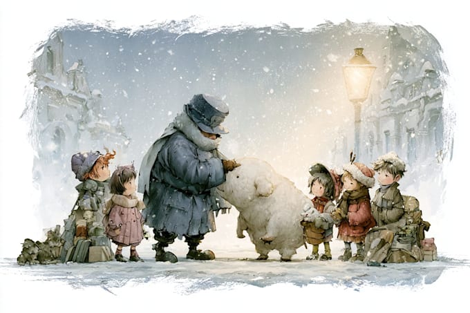 christmas children book illustration