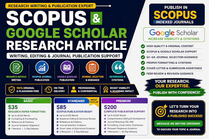 write research article, scopus publication, google scholar journal submission