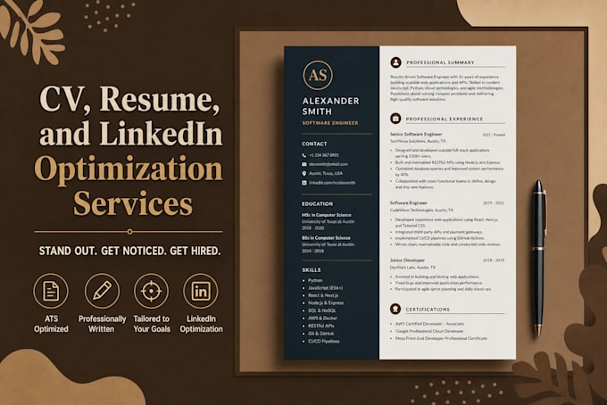 professionally write and optimize your resume, CV and linkedin