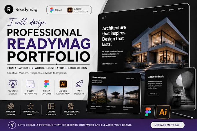 design readymag portfolio website figma  adobe illustrator logo designer