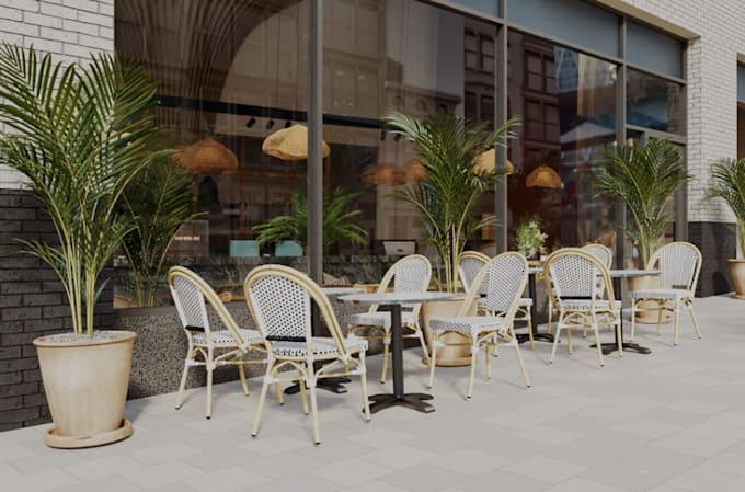 design and rendering for coffee shop, fast food, restaurant