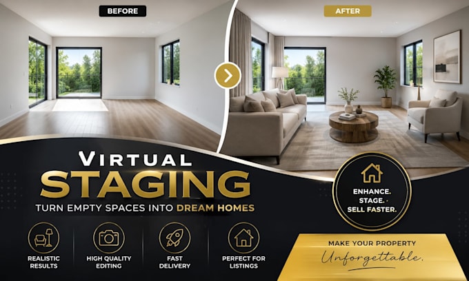 create realistic virtual staging for real estate property photos