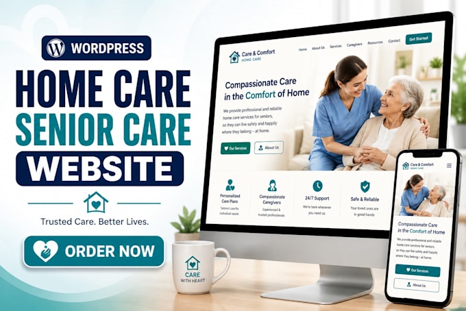 design a professional home care senior care website in wordpress