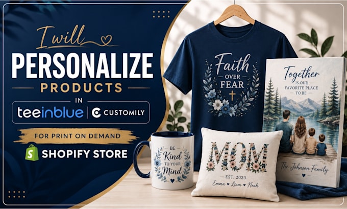 setup teeinblue products personalization for print on demand shopify store