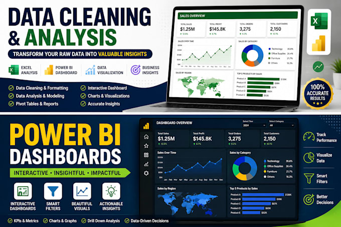 create a professional power bi dashboard and data visualization